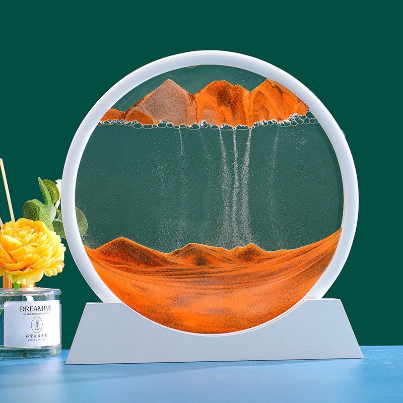 Art de sable mobile, sable en mouvement dynamique 3D, sable en mouvement  image d'art rond en verre 3D de sable de mer profonde