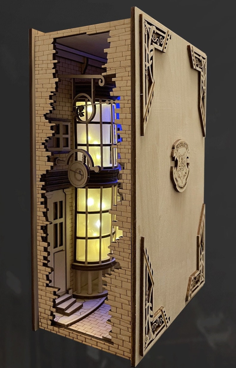 DIY Wooden Book Nook Shelf Insert Kits Miniature With Etsy