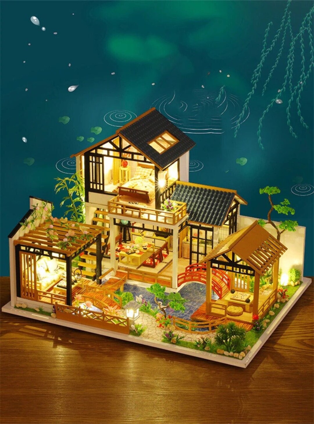 DIY Wooden Japanese Villa With Furniture and Lights - Etsy