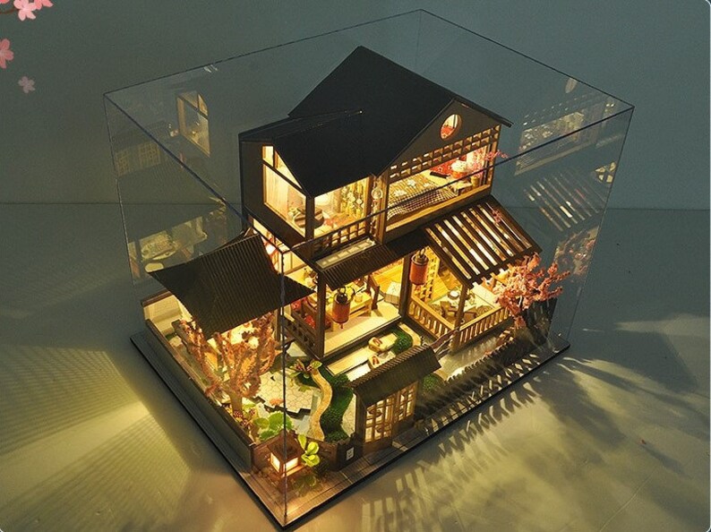 DIY Wooden Dollhouse With Furniture Assemble Japanese - Etsy