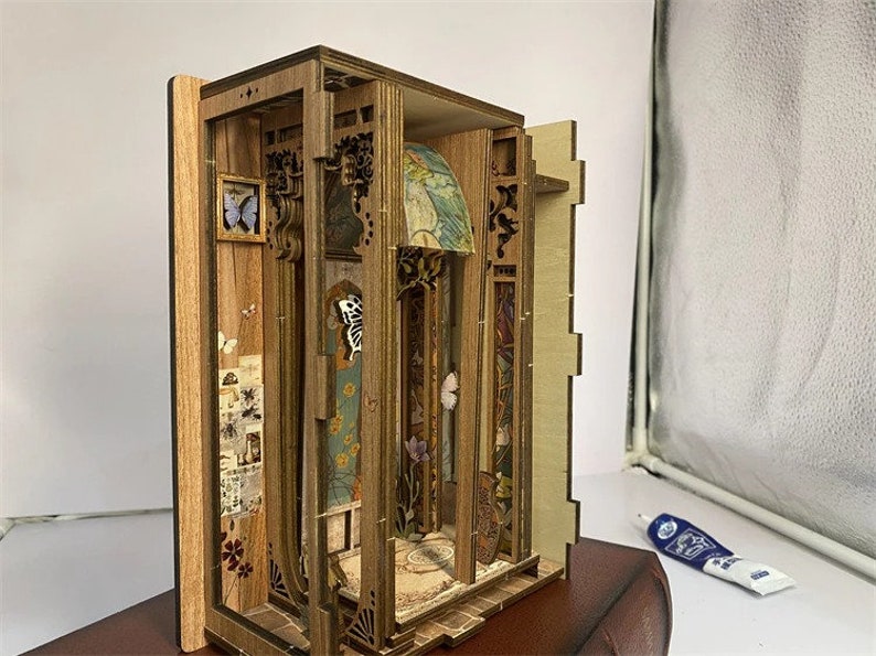 European Style Book Nook Kits DIY Wooden Bookshelf Miniature Etsy