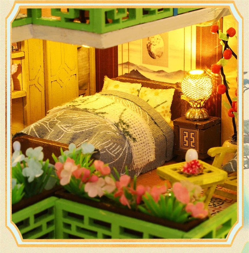 Modern Villa DIY Wooden Dollhouse Kit Assembled Miniature With Etsy