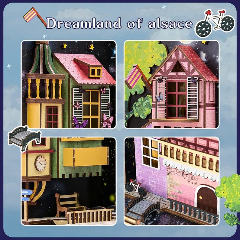Dreamland Book Nook Kits DIY Wooden Bookshelf Miniature Etsy