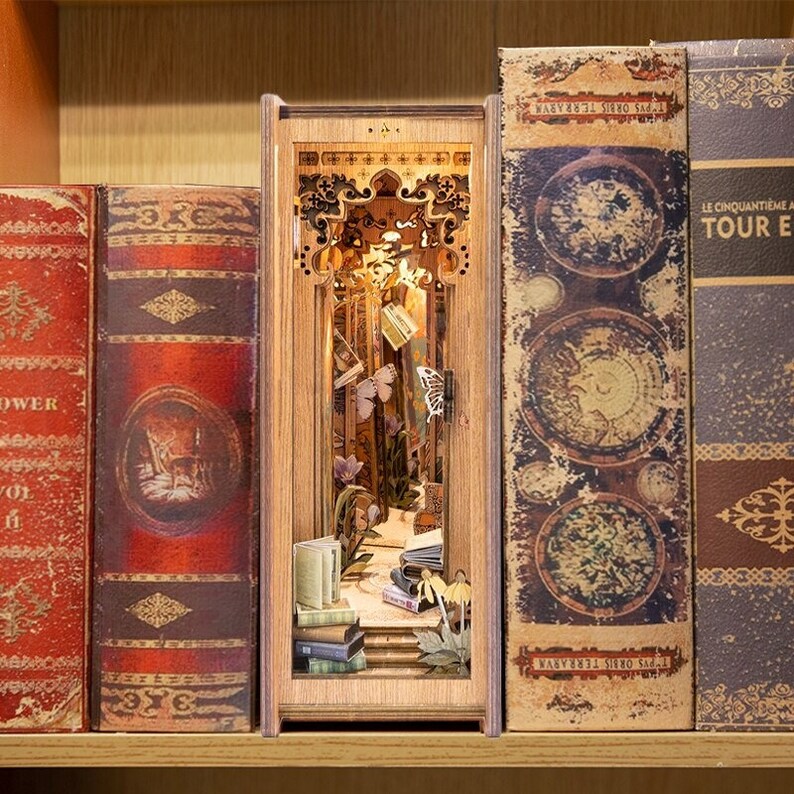 European Style Book Nook Kits DIY Wooden Bookshelf Miniature Etsy