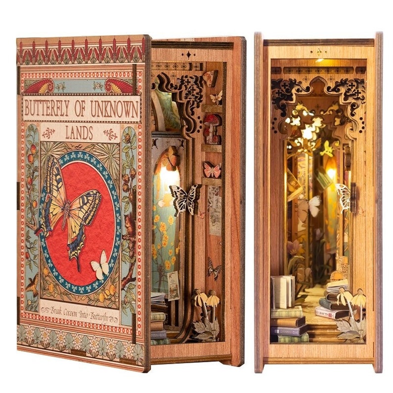 European Style Book Nook Kits DIY Wooden Bookshelf Miniature Etsy