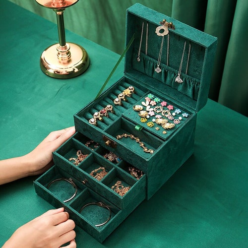 3 Layer Jewelry Box With Lock Jewelry Organizer for Women Etsy