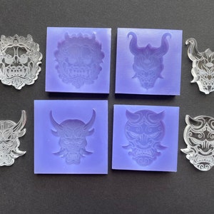 Japanese Samurai Masks Keychain Silicone Moulds.
