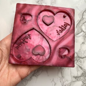 Mother, Daughter, Father, Son Heart, Keyring Silicone Mould, with hole