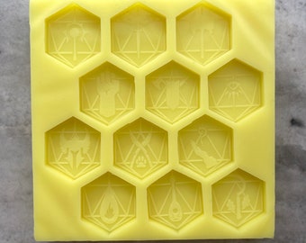 Mini DnD Classes Silicone Mould, Character Classes, 12 Classes