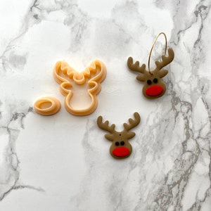 Reindeer Clay Cutter / Rudolph Cutter / Polymer Clay Cutter / Polymer Clay Tools / Jewellery Making / 2 Piece Cutter