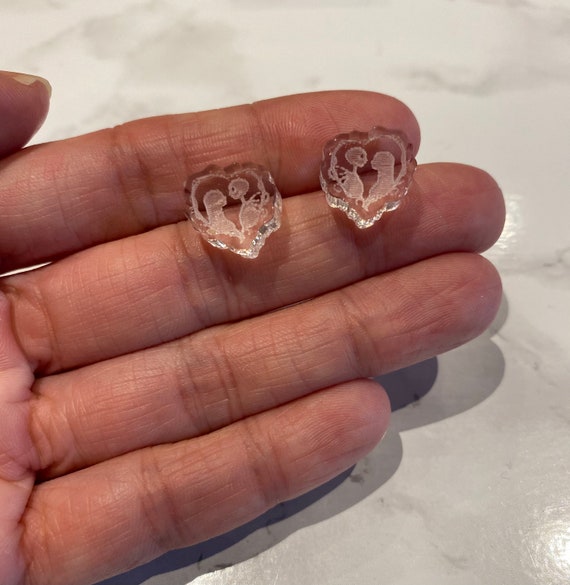 Spooky Wedding Heart, Stud Earring Silicone Mould
