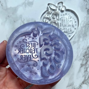 Best Teacher Ever Keyring Silicone Mould, Teachers Apple Keychain