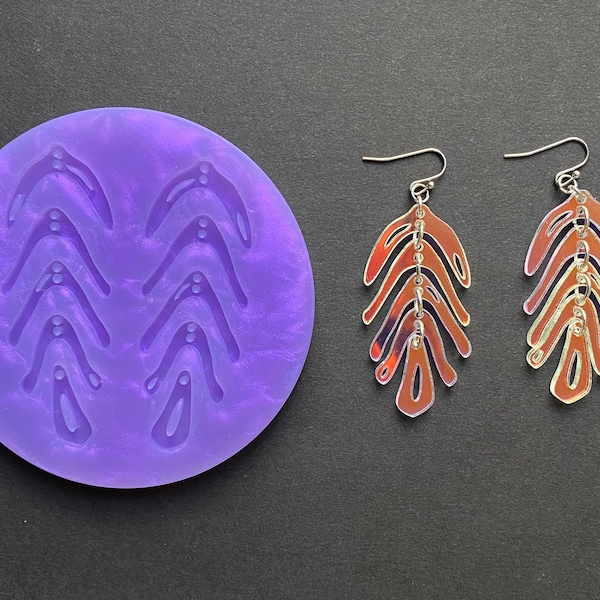 Feathery Leaf Dangle Earring Silicone Mould