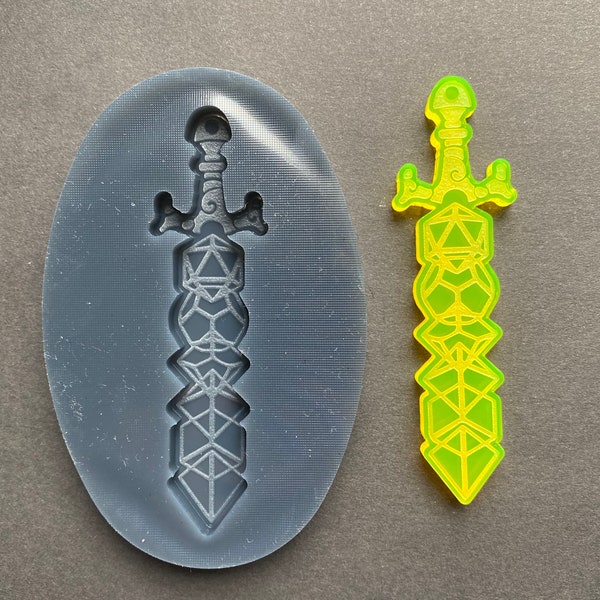 DnD Die Sword / Dagger Keychain Silicone Mould, Dungeons And Dragons