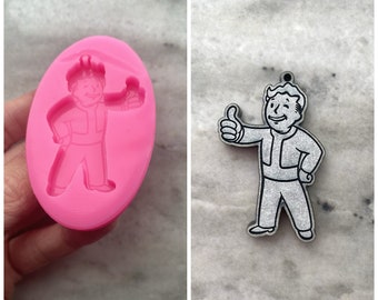 Llavero Vault Boy, Molde de Silicona, Fallout,