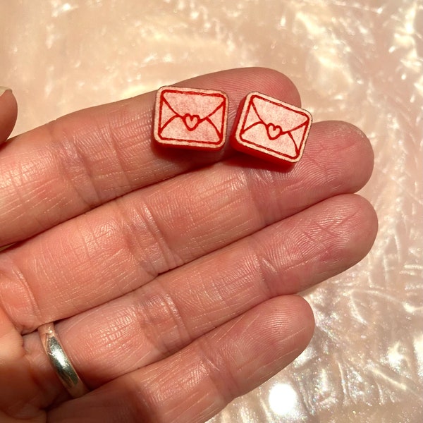 Verzegeld met liefde envelop Stud Earring siliconen mal, valentijns oorbellen, hart envelop