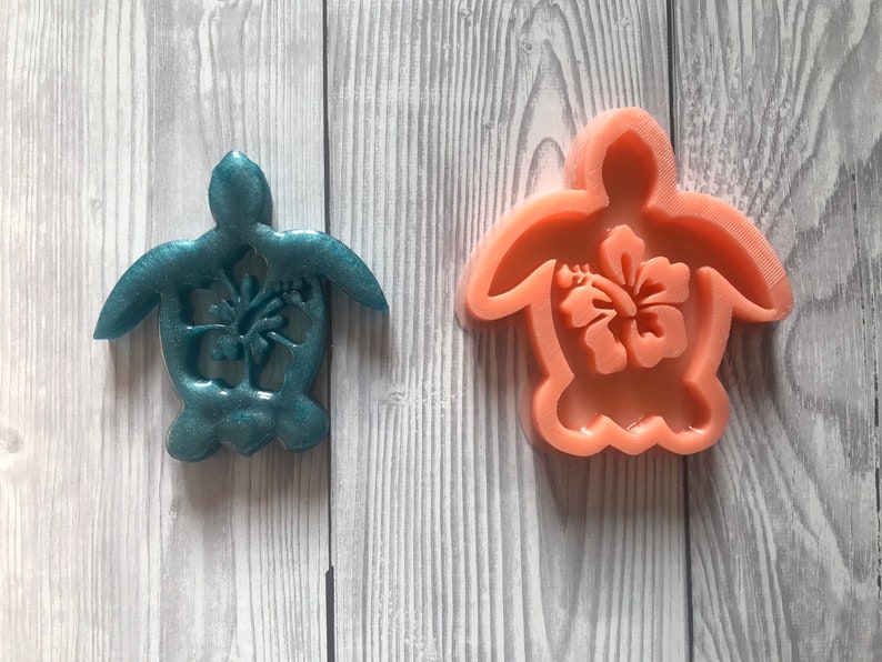 Turtle with Hibiscus Flower Silicone Mould image 4