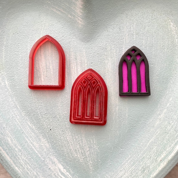 Stained Glass Window Clay Cutter / Polymer Clay Cutter / Polymer Clay Tools / Jewellery Making / Gothic Window Cutter / 2 Piece Cutter