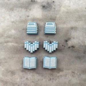 Set of 3 Book Themed Stud Earrings, Silicone Mould, Jewellery Mould, Earring Mould, Book Stud Mould