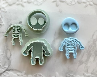 Skeleton Clay Cutter / Polymer Clay Cutter / Polymer Clay Tools / Jewellery Making / Spooky Cutter/ 2 Piece Cutter