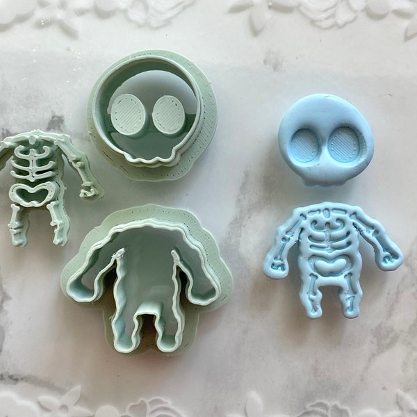 Skeleton Clay Cutter / Polymer Clay Cutter / Polymer Clay Tools / Jewellery Making / Spooky Cutter/ 2 Piece Cutter