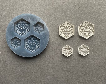 D20 Dice Stud Earring Set Silicone Mould, Dungeons And Dragons
