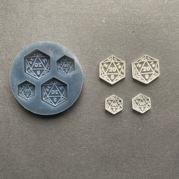 D20 Dice Stud Earring Set Silicone Mould, Dungeons And Dragons