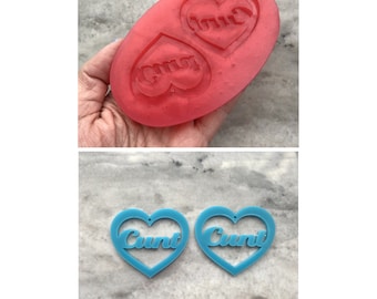 C*** Heart Earring, Silicone Mould, Jewellery Mould, Earring Mould, dangle Earring, Rude Earring Mould