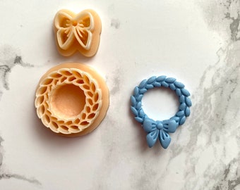Christmas Wreath 2 Clay Cutter / Polymer Clay Cutter / Polymer Clay Tools / Jewellery Making / Christmas Wreath With Bow Cutter