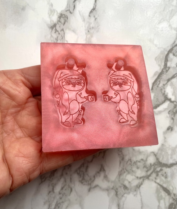 Morning Coffee Sloth, Earring Silicone Mould, with hole