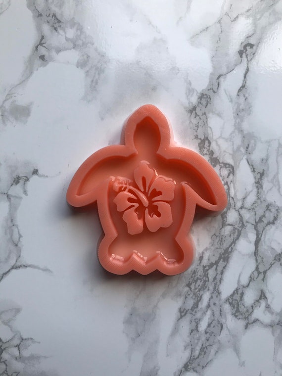 Turtle with Hibiscus Flower Silicone Mould