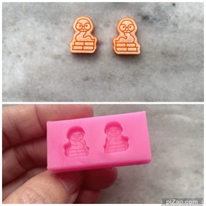 Bookworm Stud Earring, Silicone Mould, Jewellery Mould, Earring Mould,