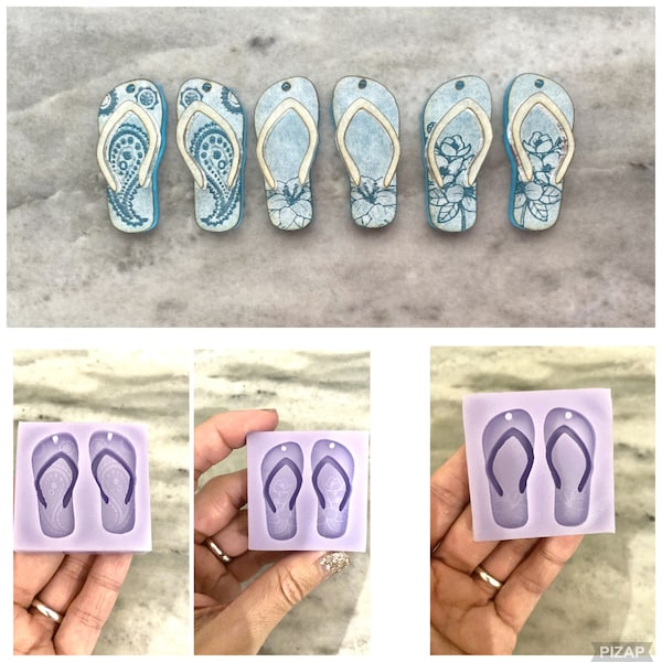 Flip Flop Earring, Silicone Mould, Jewellery Mould, Earring Mould, Dangle Earring, 3D Earring
