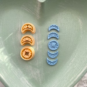 Floral Moon Phases Clay Cutter Set / Polymer Clay Cutter / Polymer Clay Tools / Jewellery Making / 3 piece cutter set