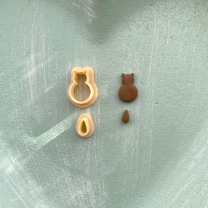 Cat with Tail Clay Cutter / Polymer Clay Cutter / Polymer Clay Tools / Jewellery Making / 2 Piece Cutter