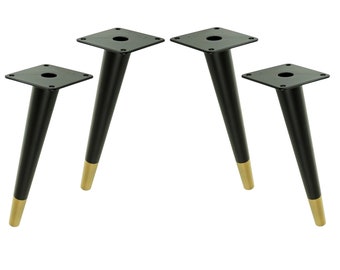 Black + Brass  Metal cone legs, Scandinavian furniture legs [30 CM], angle modern sofa legs, oblique legs, modern, inclined cone legs