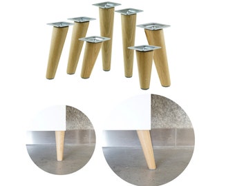 Nogi meblowe lakierowane do szafek [6 - 45 CM] Dębowe nogi proste lub skośne w kształcie stożka, drewniane, dębowe, lakierowane