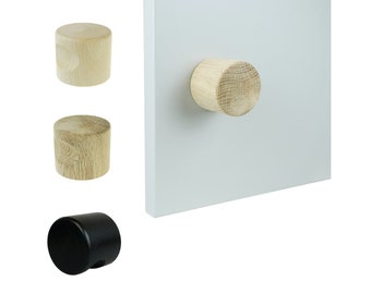 Zylinderform Knauf aus Buchen oder Eichenholz, bestimmt für den Einbau in Möbel, Ersatz für IKEA-Möbel, moderner Naturknauf.