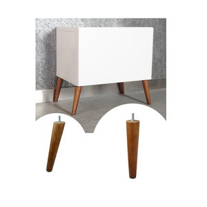 Nogi meblowe kolor orzechu do szafek [10 - 45 CM] Bukowe nogi proste lub skośne w kształcie stożka, nogi drewniane, nogi bukowe, nogi orzech