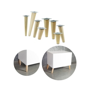 Gambe per mobili laccate per armadi [10 - 45 CM] Gambe inclinate dritte o coniche in faggio, gambe in legno, gambe in faggio, gambe laccate