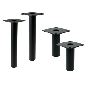 Black  Metal legs for cabinets [8 - 23 CM] NUOVO, round legs with mounting plate, steel legs for furniture, legs for sofa