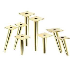 Gold Metal cone legs, Scandinavian furniture legs [10 - 71 CM], Modern sofa, oblique, modern straight or inclined cone legs