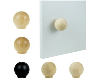 Kugel Knauf aus Buchen oder Eichenholz, bestimmt für den Einbau in Möbel, Ersatz für IKEA-Möbel, moderner Naturknauf.