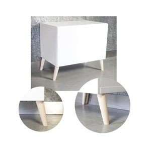 Mid Century, Tapered furniture legs unfinished Wooden cabinet legs [6 - 68 CM], raw solid beech wood, inclined or straight, furniture feet