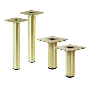 Brushed Brass Metal legs for cabinets [8 - 23 CM] NUOVO, round legs with mounting plate, steel legs for furniture, legs for sofa