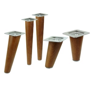 Walnootkleur meubelpoten voor kasten 6 45 CM Rechte of schuine kegelvormige beukenpoten, houten poten, beukenpoten, Notenhouten poten afbeelding 1