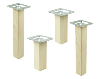 Quadrat Buche gerade [10 - 20 CM] Holzfüße, Möbelfüße, Sofafüße mit Zubehör