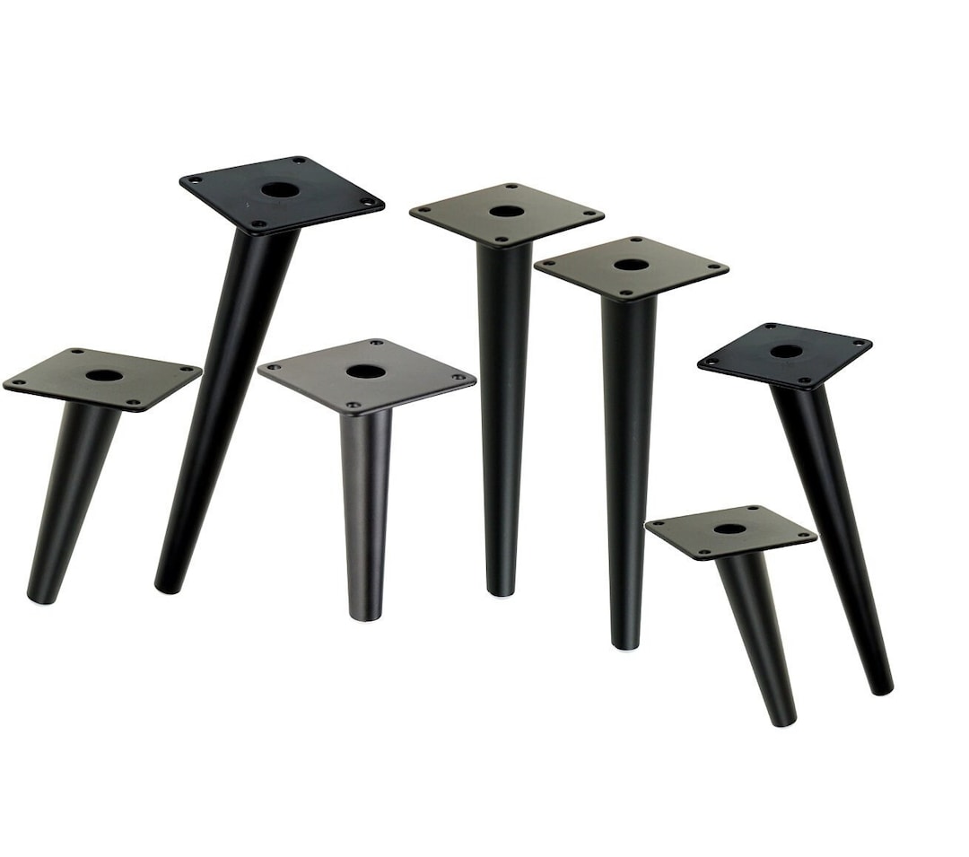 Herbst 4 stuks zwarte meubelpoten, 13 cm, driehoekige meubelpoten, metaal, doe-het-zelf vervanging voor kastpoten, tafelpoten, tv-kastpoten, bankpoten, andere meubelpoten, zwart, 4 stuks - 13 cm