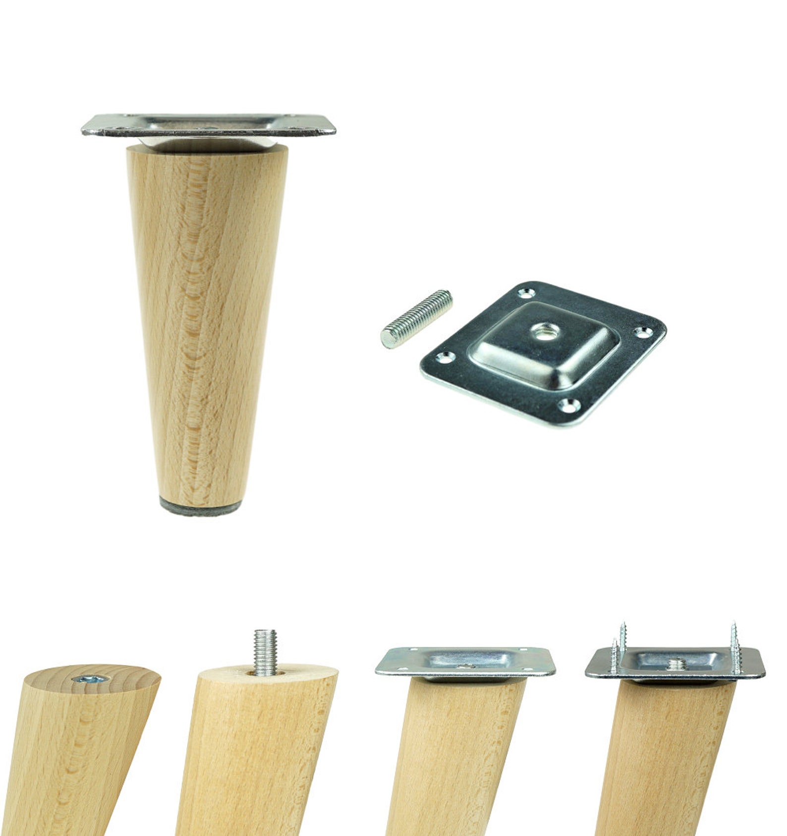 Round Wooden Legs Solid Wood Angle or Straight Etsy