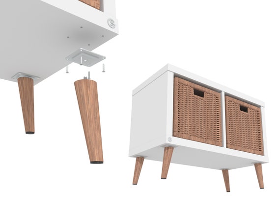 mid century modern dresser legs Mid Century, Tapered Furniture Legs Walnut Colour, Wooden Cabinet Legs [6 -  45 CM], Solid Beech Wood, Inclined or Straight, Furniture Feet